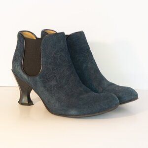 JOHN FLUEVOG Rosa Teal Embossed Chelsea Boot NIB
